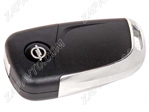Ключ замка зажигания Opel (выкидной без платы, 3 кнопки, с эмблемой, хром)