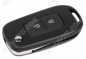Ключ замка зажигания Renault HITAG AES (выкидной, хром) 2 кнопки