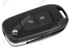 Ключ замка зажигания Renault HITAG AES (выкидной, хром) 2 кнопки VAC 102