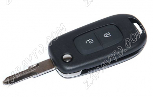 Ключ замка зажигания Renault HITAG AES (выкидной, хром) 2 кнопки VAC 102
