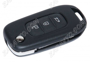 Ключ замка зажигания Renault HITAG AES (выкидной, хром) 3 кнопки HU 179