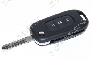 Ключ замка зажигания Renault HITAG AES (выкидной, хром) 3 кнопки HU 179