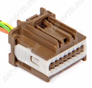 Разъем 16 pin 6 проводов Веста 34729-0162 MOLEX коричневый