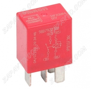 Реле 4-х контактное с резистором 25A Peugeot, Citroen, Opel красное 9807972380 OMRON