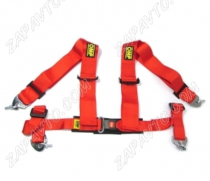Ремни безопасности STREET OMP style 4-х точечные (красные)