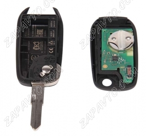 Ключ замка зажигания Renault HITAG AES (выкидной, хром) 3 кнопки VAC 102