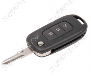 Ключ замка зажигания Renault HITAG AES (выкидной, хром) 3 кнопки VAC 102