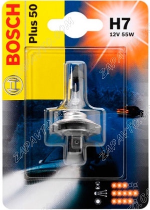 Лампа галогеновая H7 12-55 +50% BOSCH