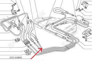 Трубка топливная топливопровода обратка 2112 (1,5L) магистраль