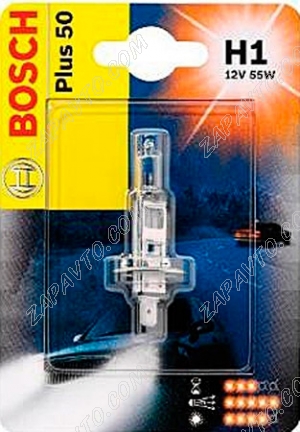 Лампа галогеновая H1 12-55 +50% BOSCH